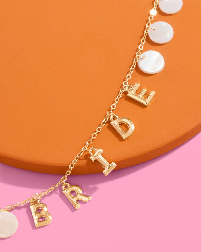 Bride Anklet - gold + mother of pearl discs