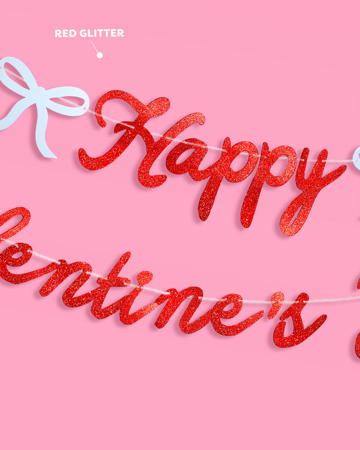 Happy Vday Banner - 3D glitter banner