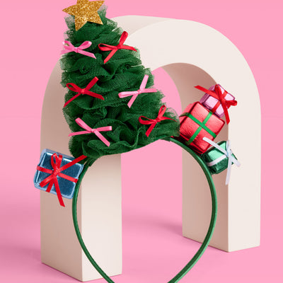 Christmas Tree Headband - green tulle headband