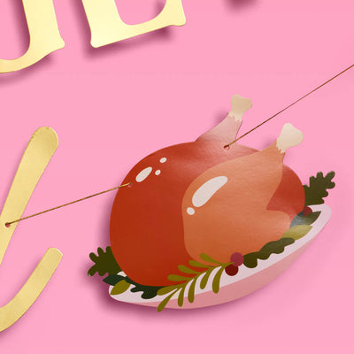 Here to Get Stuffed Banner - gold foil banner