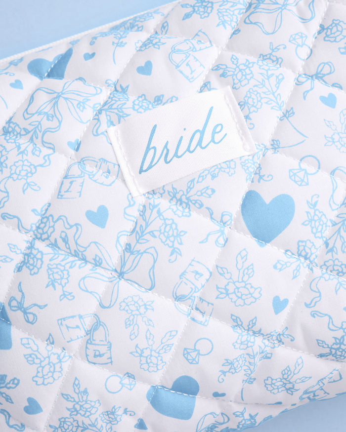 Something Blue Bag - quilted cosmetic bag