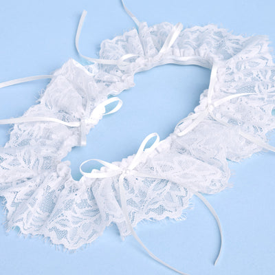 Classic Bride Garter - cream garter w. bows + pearls