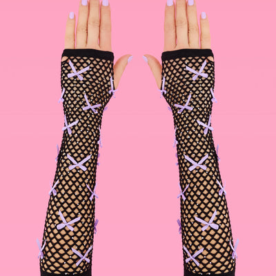 Good Idea Gloves - fishnet bow gloves