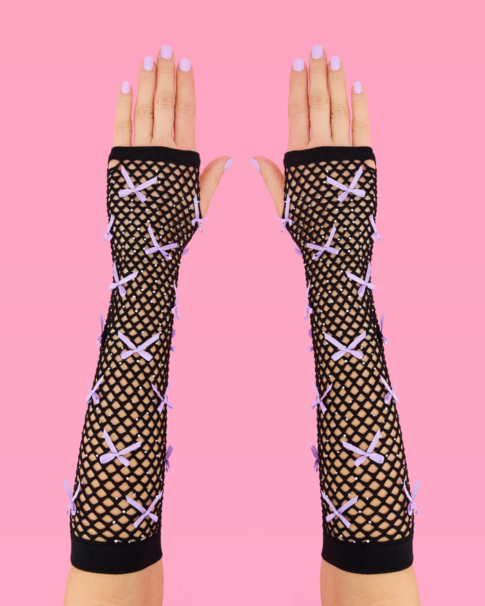 Good Idea Gloves - fishnet bow gloves