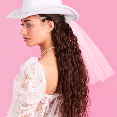 Bride Cowgirl Hat - bride hat + veil