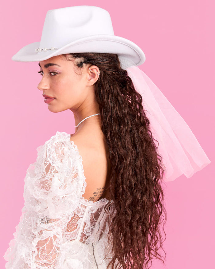 Bride Cowgirl Hat - bride hat + veil