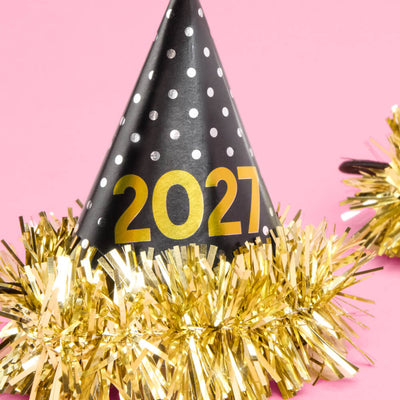 2027 NYE Mini Party Hats - 10 paper cone hats