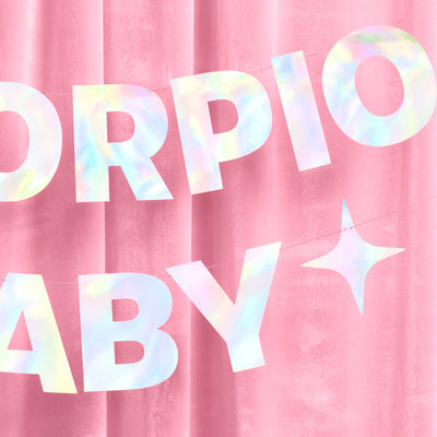 Scorpio Baby Banner - iridescent foil banner