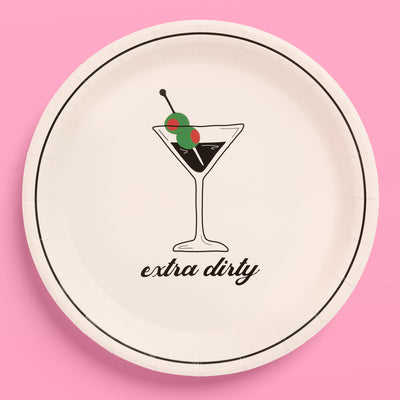 Dirty Martini Plate Set - 32 paper plates, 2 sizes