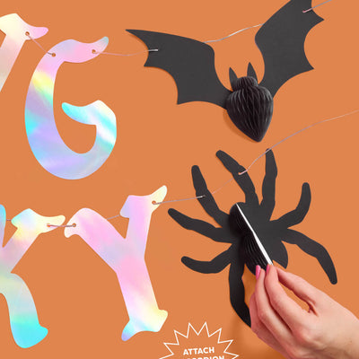 It's Giving Spooky Banner - iridescent foil banner