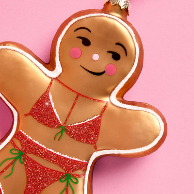 Naughty Gingerbread Ornament - Glitter Holiday Ornament