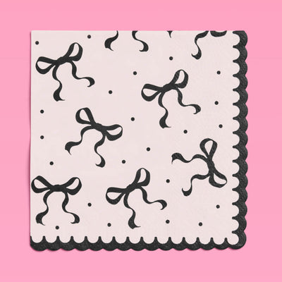 Little Black Bow Napkins - 24 paper napkins