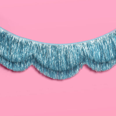 Blue Scallop Fringe Banner - iridescent banner