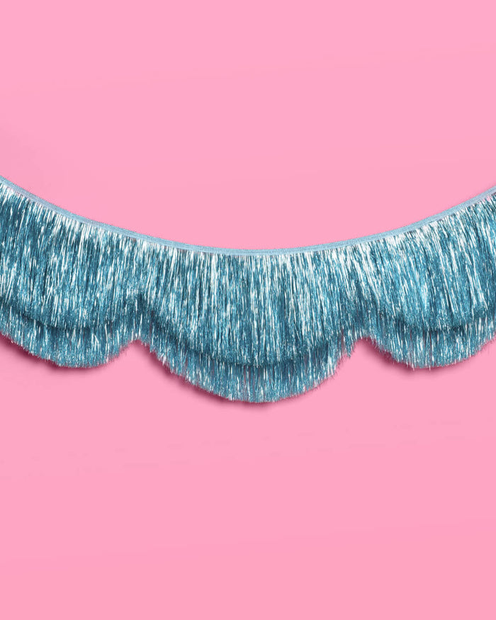 Blue Scallop Fringe Banner - iridescent banner