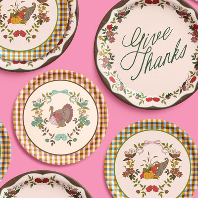 Thanksgiving Harvest Plates - 32 paper plates