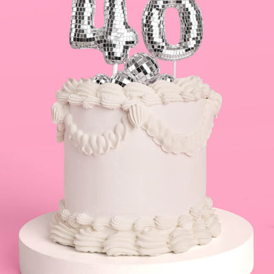 40 Disco Topper - 6 pc mirrored cake toppers