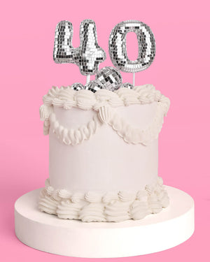 40 Disco Topper - 6 pc mirrored cake toppers