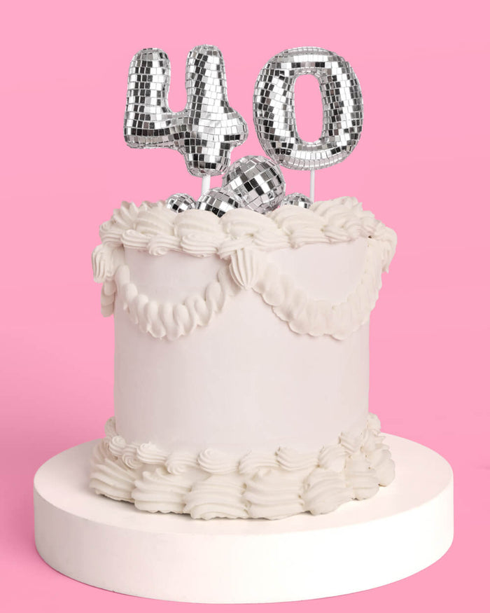 40 Disco Topper - 6 pc mirrored cake toppers