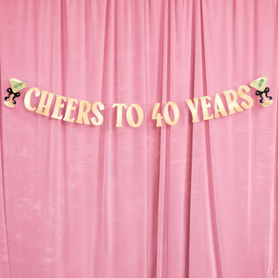 Cheers to 40 Years Banner - gold foil banner