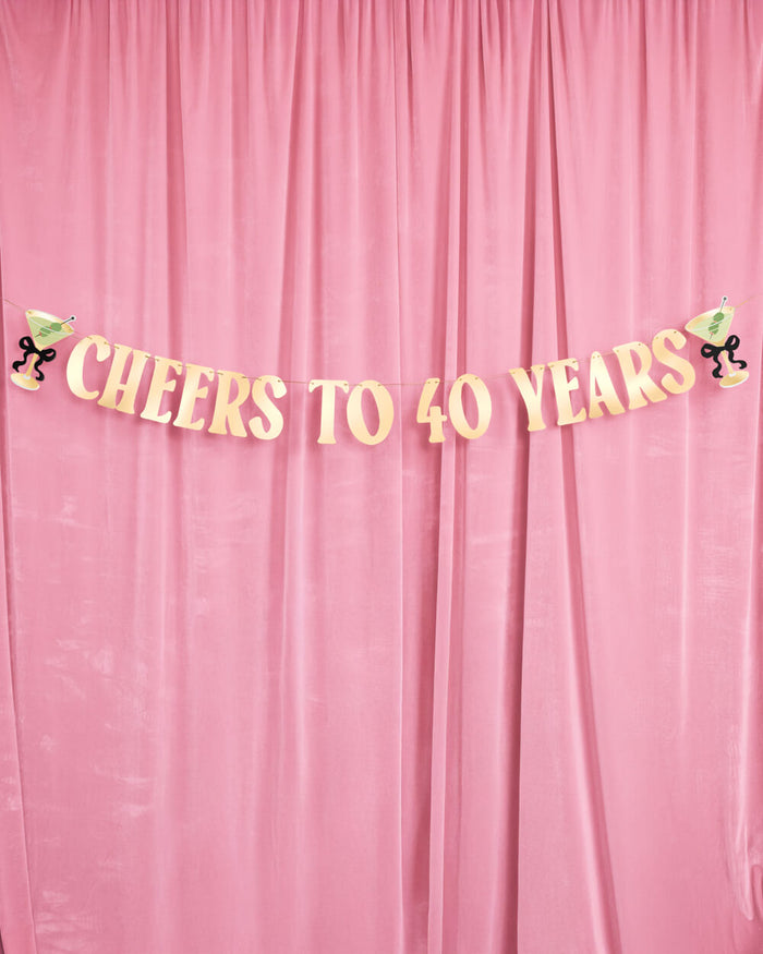 Cheers to 40 Years Banner - gold foil banner