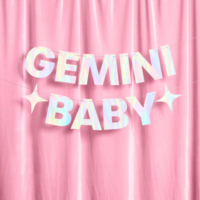 Gemini Baby Banner - iridescent foil banner