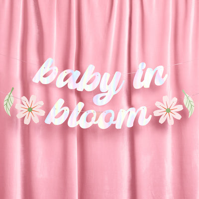 Baby in Bloom Banner - iridescent foil banner