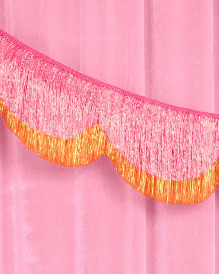 Pink Orange Scallop Fringe - iridescent foil banner