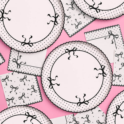 Little Black Bow Plates - 25 paper plates