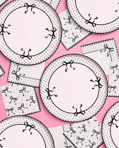 Little Black Bow Plates - 25 paper plates
