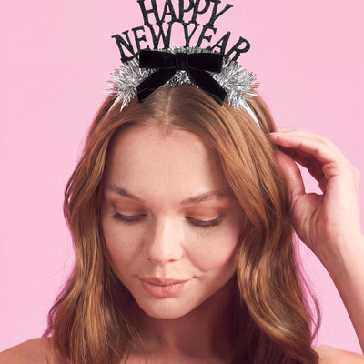 Happy New Year Bow Headband - glitter headband