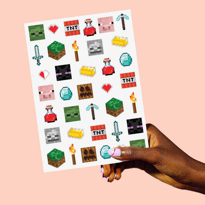 Pixel Mining Gamer Tats - 74 temporary tattoos