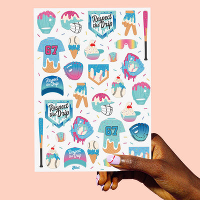 Baseball Drip Tattoos - 2 sheets of tattoos
