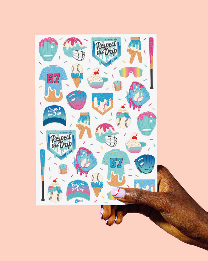 Baseball Drip Tattoos - 2 sheets of tattoos