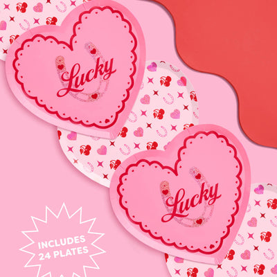 Lucky in Love Plates - 24 paper plates