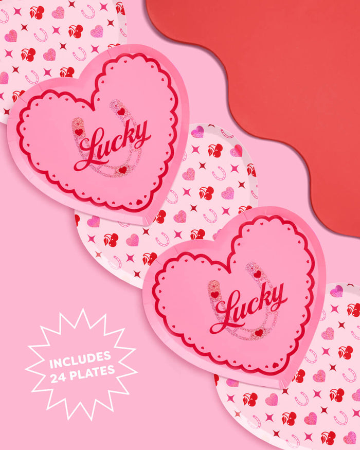 Lucky in Love Plates - 24 paper plates