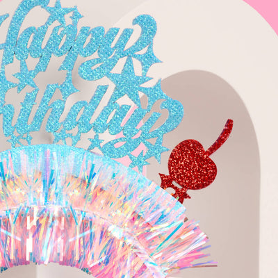 HBD Headband - cherry tinsel headband