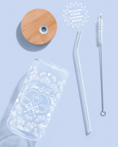 To Have & To Hold Tumbler - printed glass tumbler + straw