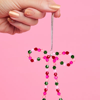 Beaded Bow Ornament Set - 6 beaded bows