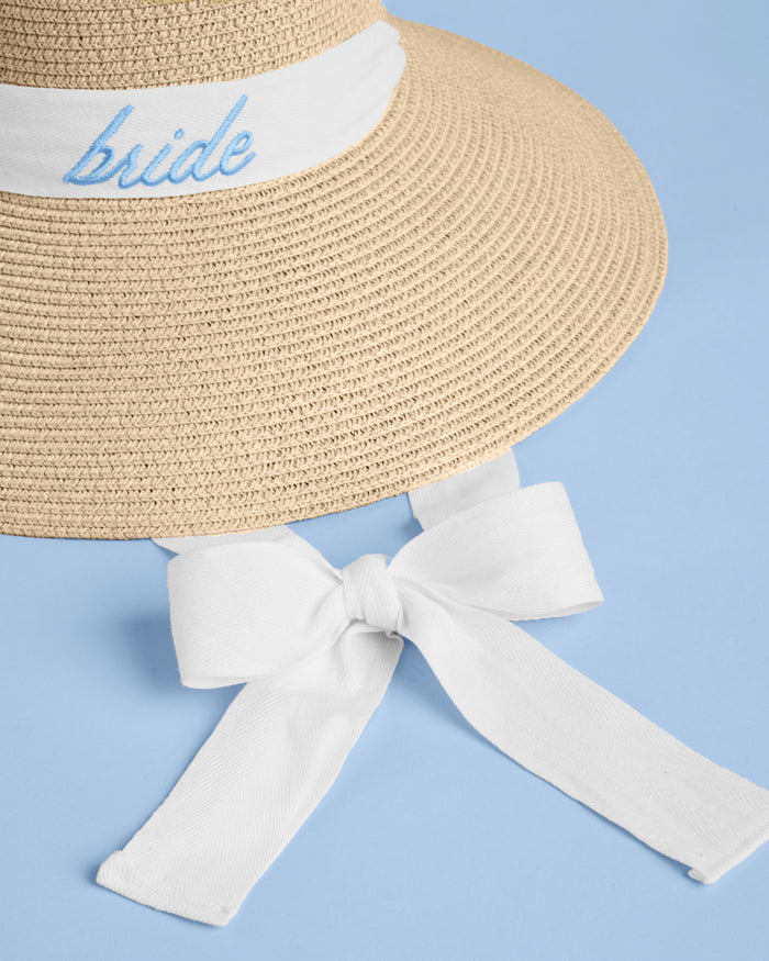 Bride Sun Hat - embroidered straw hat
