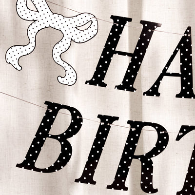 Polka Dot Birthday Banner - black + white pre strung banner