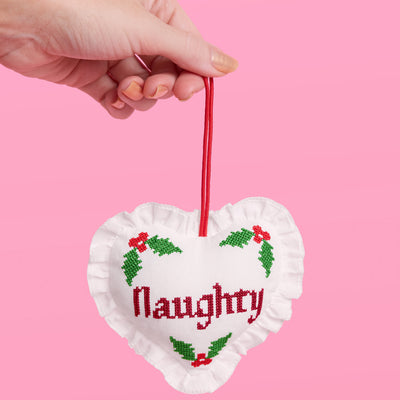 Naughty or Nice Ornament - cross stitch ornament
