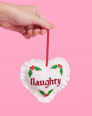 Naughty or Nice Ornament - cross stitch ornament