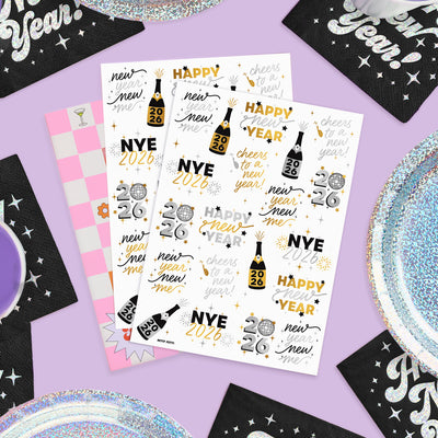 Metallic NYE Tats - 40 foil temporary tattoos