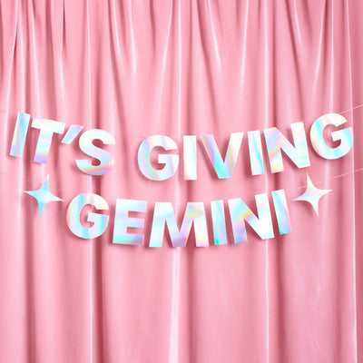 It's Giving Gemini Banner - iridescent foil banner