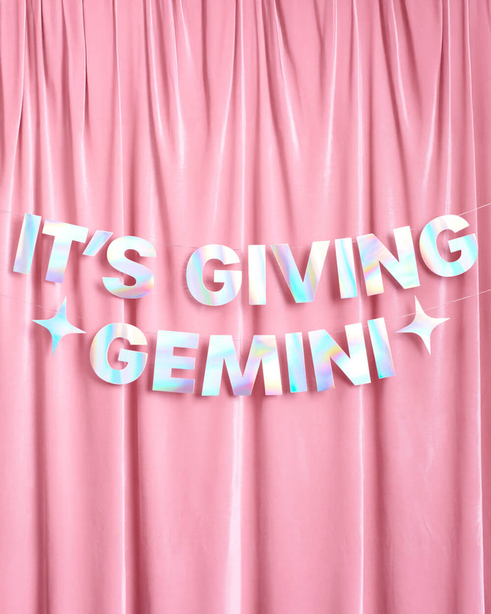 It's Giving Gemini Banner - iridescent foil banner