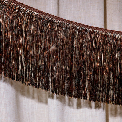 Espresso Fringe Banner - brown metallic fringe