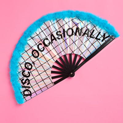 Disco Occasionally Fan - iridescent feather hand fan