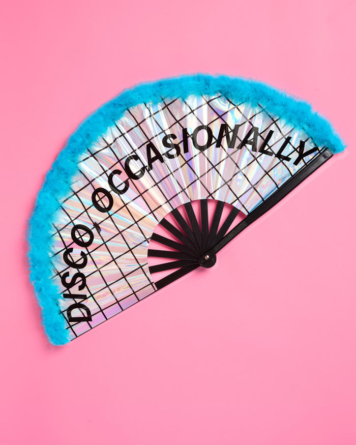 Disco Occasionally Fan - iridescent feather hand fan