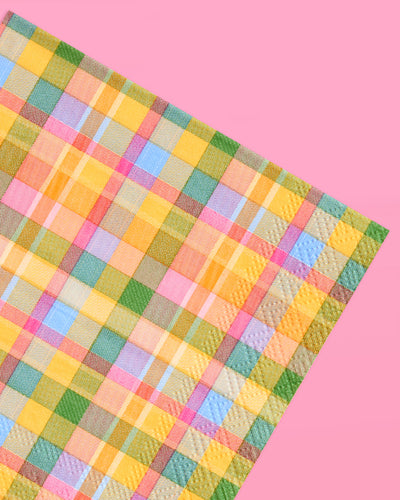 Summer Camp Napkins - 24 plaid paper napkins