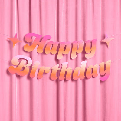 Happy Birthday Banner - pink + orange birthday banner